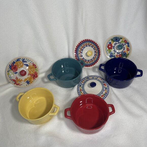 pioneer woman SET OF 4 SMALL INDIVIDUAL BAKEWARE WITH LIDS/COVERS bakeware set - Picture 3 of 6